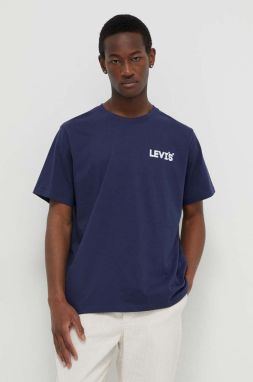 Bavlnené tričko Levi's pánsky, tmavomodrá farba, s potlačou