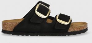 Semišové šľapky Birkenstock Arizona Big Buckle dámske, čierna farba, 1023290