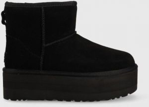 Kožené snehule UGG Classic Mini Platform W Classic Mini Platform , čierna farba 1134991.BLK