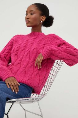 Vlnený sveter Answear Lab ružová farba, teplý