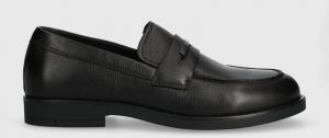 Kožené mokasíny Calvin Klein MOCCASIN PB pánske, čierna farba, HM0HM01223