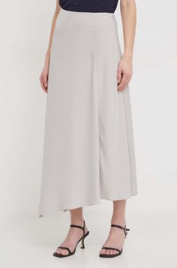 Sukňa Calvin Klein šedá farba, midi, áčkový strih