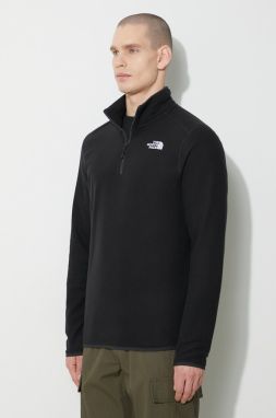 Fleecová mikina The North Face M 100 Glacier 1/4 Zip čierna farba, s nášivkou, NF0A855WJK31