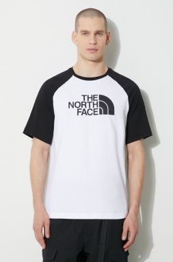 Bavlnené tričko The North Face M S/S Raglan Easy Tee pánske, biela farba, s potlačou, NF0A87N7FN41