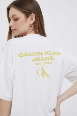 Tričko Calvin Klein Jeans dámsky, biela farba