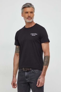 Bavlnené tričko Calvin Klein Jeans pánsky, čierna farba, s potlačou