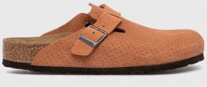 Semišové šľapky Birkenstock Boston pánske, oranžová farba, 1027100