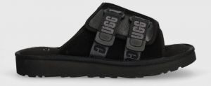 Kožené šľapky UGG Goldencoast Strap Slide pánske, čierna farba, 1142730