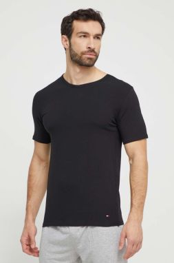Bavlnené tričko Tommy Hilfiger 3-pak pánsky, čierna farba, jednofarebný