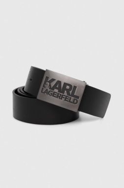 Kožený opasok Karl Lagerfeld pánsky, čierna farba