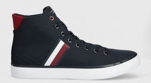 Tenisky Tommy Hilfiger TH HI VULC STRIPES MESH pánske, tmavomodrá farba, FM0FM04948