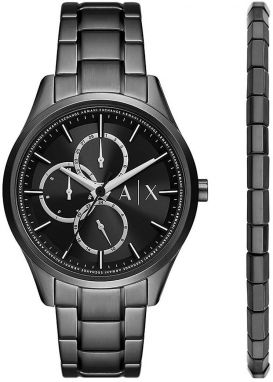 Hodinky a náramok Armani Exchange čierna farba