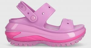Šľapky Crocs Classic Mega Crush Sandal dámske, fialová farba, na platforme, 207989