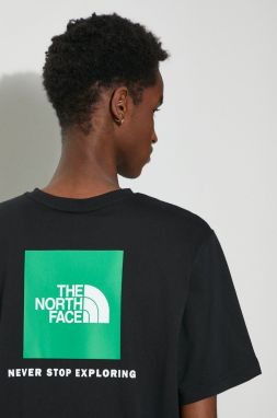Bavlnené tričko The North Face M S/S Redbox Tee pánske, čierna farba, s potlačou, NF0A87NPYQI1