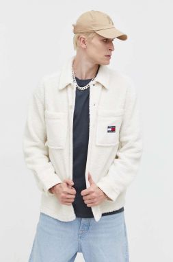 Košeľa Tommy Jeans pánska, béžová farba, regular, s klasickým golierom