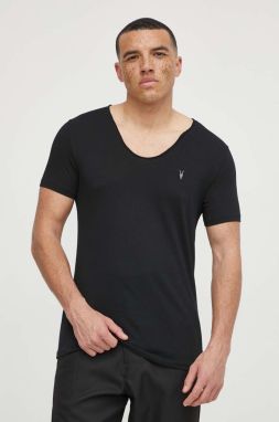 Tričko AllSaints Tonic pánske, čierna farba, jednofarebné