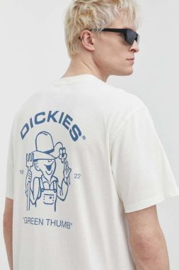 Bavlnené tričko Dickies WAKEFIELD TEE SS pánske, béžová farba, s potlačou, DK0A4YRC