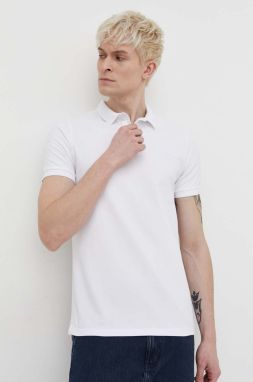 Bavlnené polo tričko Superdry biela farba, jednofarebný