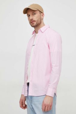 Bavlnená košeľa United Colors of Benetton pánska, ružová farba, regular, s klasickým golierom