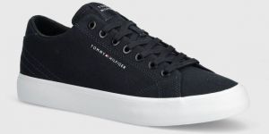 Tenisky Tommy Hilfiger TH HI VULC LOW CANVAS pánske, tmavomodrá farba, FM0FM04882