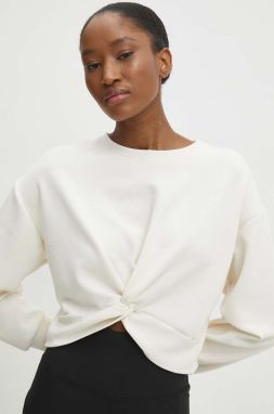 Bavlnená mikina Answear Lab dámska, biela farba, jednofarebná