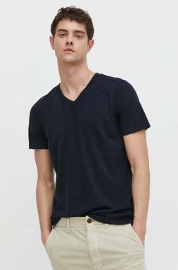 Bavlnené tričko Superdry pánsky, tmavomodrá farba, jednofarebný