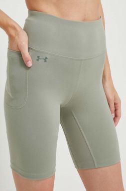 Tréningové šortky Under Armour Motion zelená farba, jednofarebné, vysoký pás