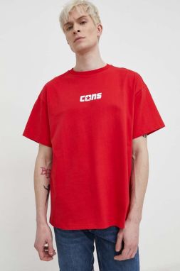 Bavlnené tričko Converse pánsky, červená farba, s potlačou