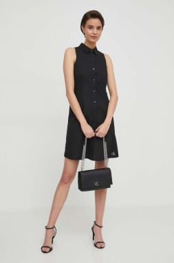 Bavlnené šaty Calvin Klein Jeans čierna farba, mini, rovný strih