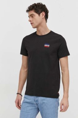 Bavlnené tričko Levi's 2-pak pánsky, čierna farba, s potlačou