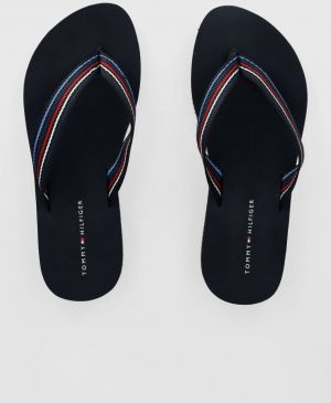 Žabky Tommy Hilfiger WEDGE STRIPES BEACH SANDAL dámske, tmavomodrá farba, na kline, FW0FW07858