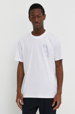 Bavlnené tričko Les Deux pánsky, biela farba, s potlačou