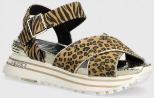 Semišové sandále Liu Jo LIU JO MAXI WONDER SANDAL 11 dámske, béžová farba, na platforme, BA4105PX195S19C1