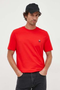 Bavlnené tričko Tommy Hilfiger červená farba, s nášivkou