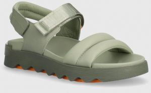 Kožené sandále Sorel VIIBE SANDAL dámske, zelená farba, 2030511348