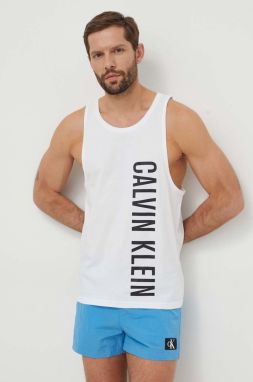 Bavlnené plážové tričko Calvin Klein biela farba