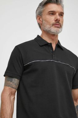 Bavlnené polo tričko Tommy Jeans čierna farba, s potlačou