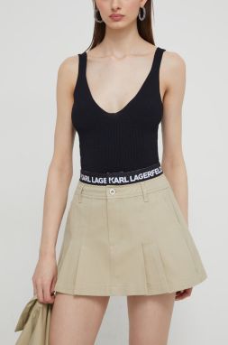 Bavlnená sukňa Karl Lagerfeld Jeans béžová farba, mini, áčkový strih