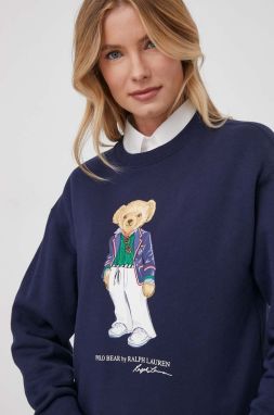 Mikina Polo Ralph Lauren tmavomodrá farba, vzorovaná