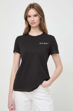 Bavlnené tričko Karl Lagerfeld dámsky, čierna farba