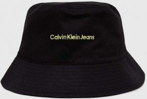 Bavlnený klobúk Calvin Klein Jeans čierna farba, bavlnený