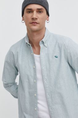 Košeľa Abercrombie & Fitch pánska, zelená farba, regular, s golierom button-down