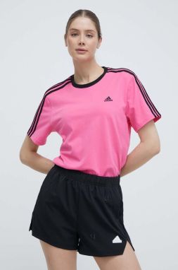 Bavlnené tričko adidas dámske, ružová farba, IS1565