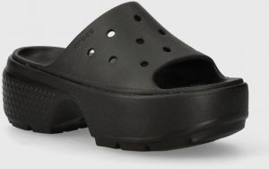 Šľapky Crocs Stomp Slide dámske, čierna farba, na platforme, 209346