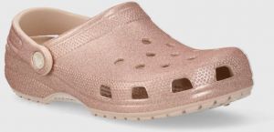 Šľapky Crocs Classic Glitter Clog dámske, ružová farba, 205942