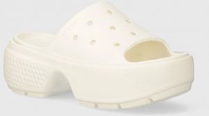 Šľapky Crocs Stomp Slide dámske, béžová farba, na platforme, 209346