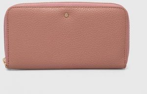 Kožená peňaženka Geox D35K3H-00046 D.WALLET dámska, ružová farba