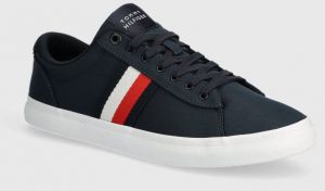 Tenisky Tommy Hilfiger ICONIC VULC STRIPES MESH tmavomodrá farba, FM0FM05072