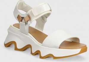 Kožené sandále Sorel KINETIC IMPACT Y-STRAP H dámske, biela farba, na platforme, 2030461125