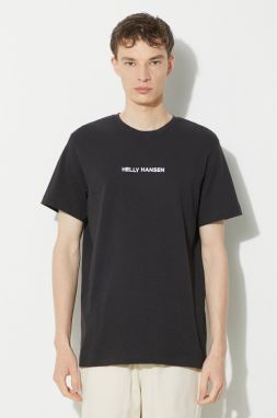 Bavlnené tričko Helly Hansen pánsky, čierna farba, s nášivkou